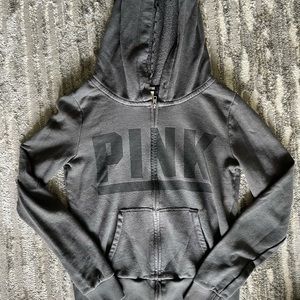PINK Gray Full Zip Hoodie